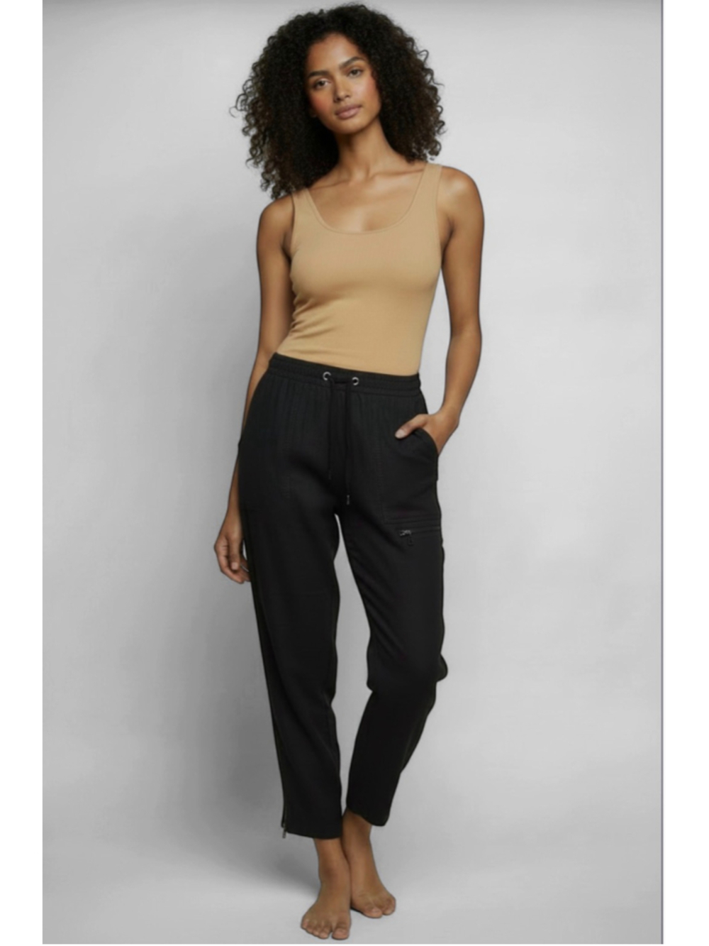 Eileen Fisher Linen Ankle Zip Cropped Cargo Pants